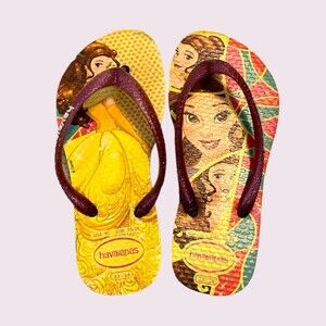 Beauty and the Beast Haviana Flip Flops Toddler Girl SZ 9 EUC